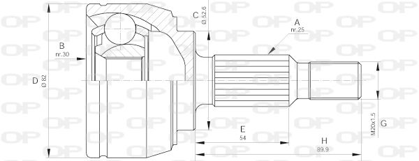OPEN PARTS Шарнирный комплект, приводной вал CVJ5650.10
